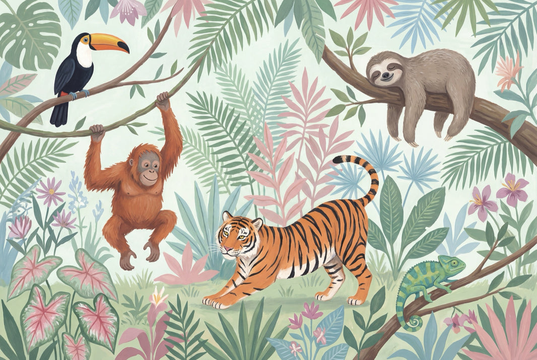Jungle Vibe Wallpaper Tropical Safari Wall Mural pattern artwork