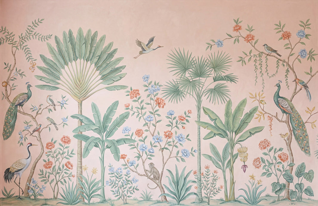 Tropical Birds Wallpaper Vintage Chinoiserie Wall Mural pattern artwork