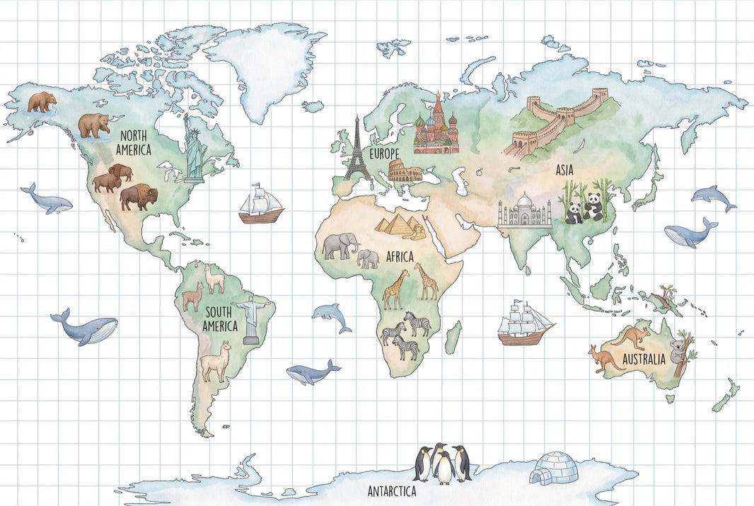 World Map Wallpaper Atlas Geography Removable Wall Decor pattern artwork