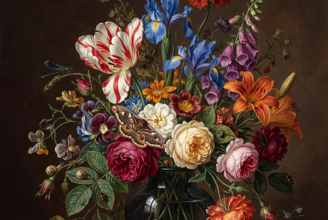 Dark Floral Wallpaper Moody Bouquet Removable Vintage Wall Decor pattern artwork