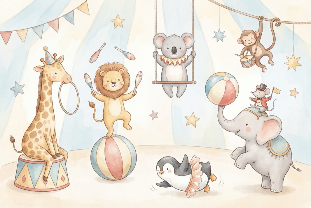 Circus Wallpaper Nursery Watercolor Removable Wall Decor pattern artwork