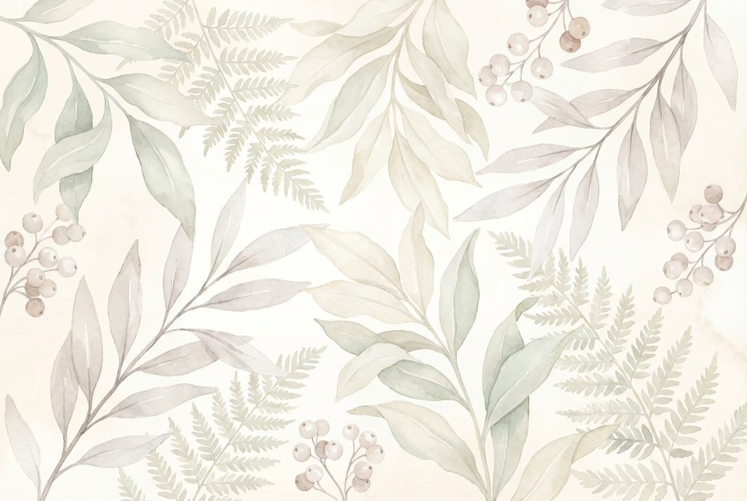 Watercolor Texture Wallpaper Botanical Fern Wall Mural pattern artwork