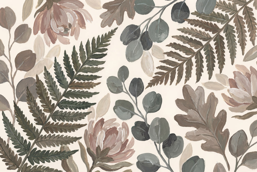 Botanical Wallpaper Floral Hand Painted Removable Wall Decor pattern artwork