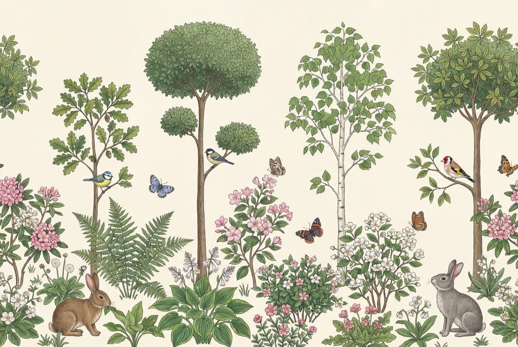 Botanical Wallpaper Woodland Removable Garden Landscape Wall Decor pattern artwork