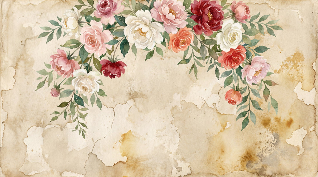 Paper Texture Wallpaper Muted Green Floral Wall Mural pattern artwork