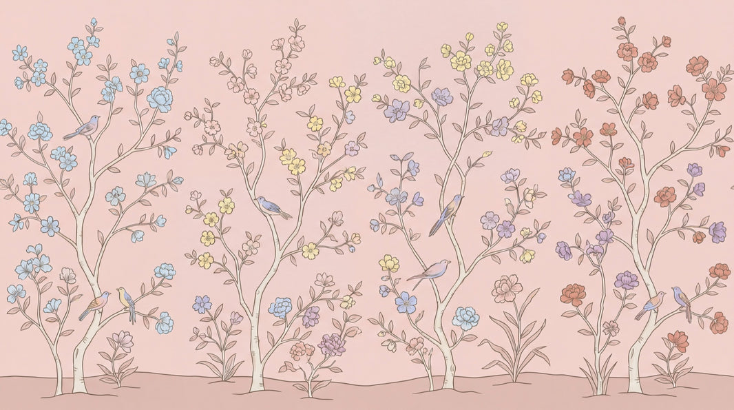Floral Wallpaper Birds Vintage Wall Mural pattern artwork