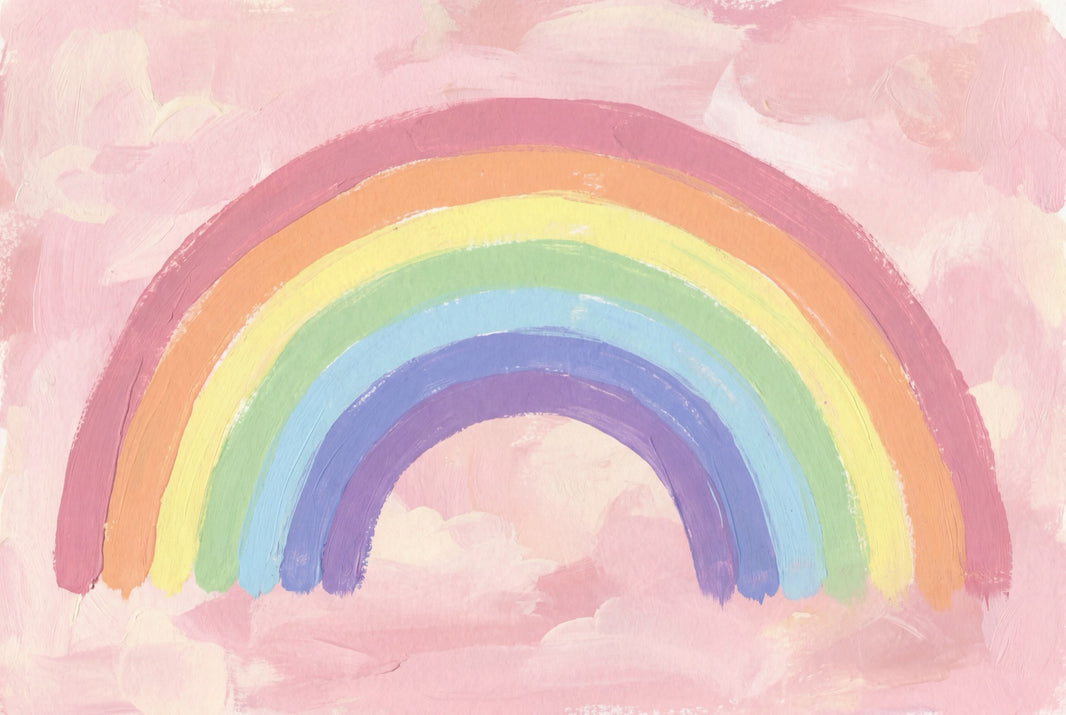Pastel Rainbow Wallpaper Pink Sky Removable Hand Painted Wall Decor pattern artwork