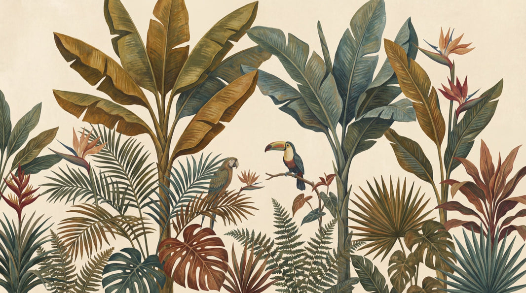 Jungle Foliage Wallpaper Tropical Toucan Removable Wall Decor pattern artwork