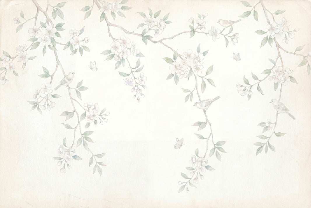 Paper Texture Wallpaper Watercolor Botanical Wall Mural pattern artwork
