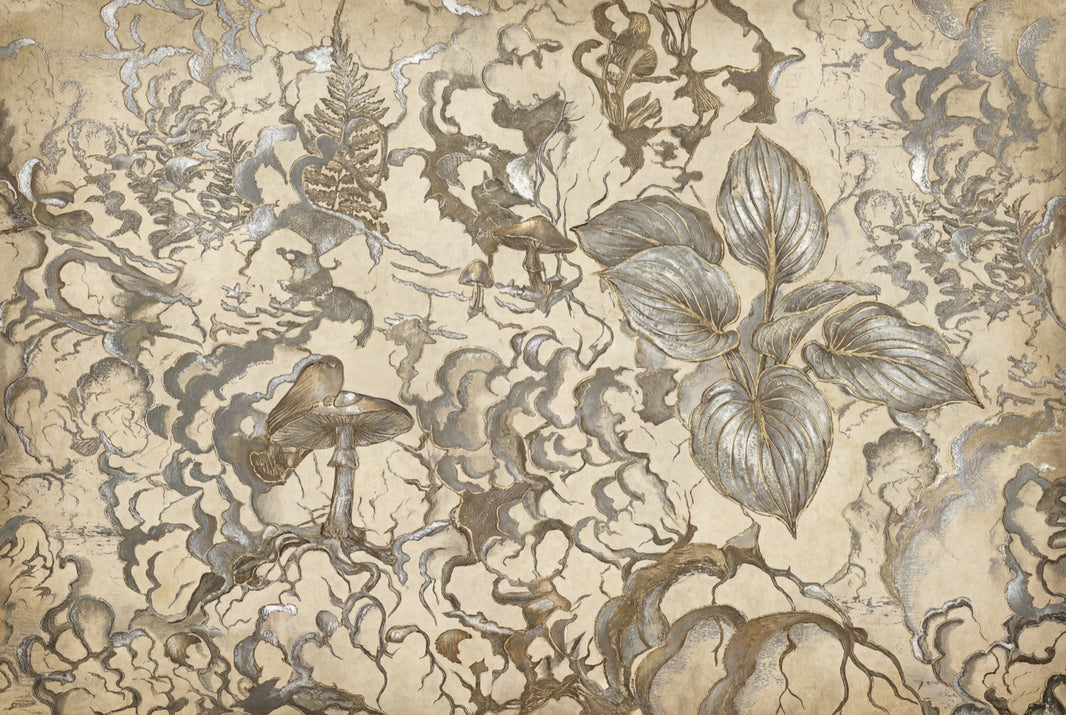 Botanical Wallpaper Vintage Parchment Organic Marbling Removable Wall Decor pattern artwork