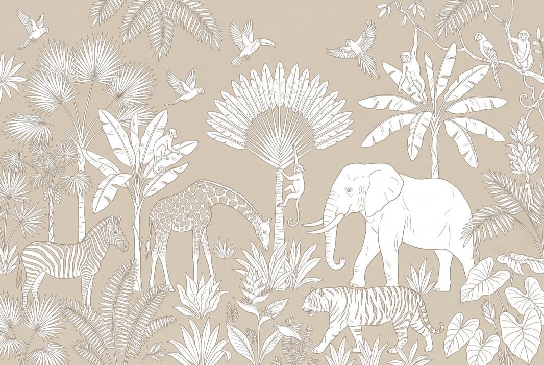 Scenic Landscape Wallpaper Jungle Safari Removable Tropical Wall Decor pattern artwork