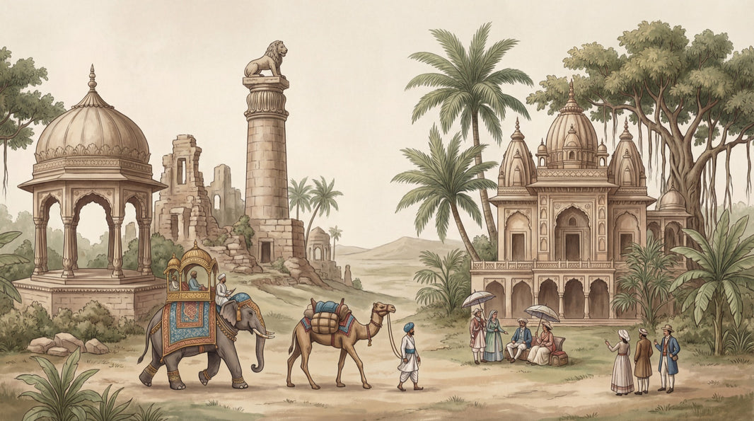 Indian Architecture Wallpaper Elephant Camel Wall Mural pattern artwork
