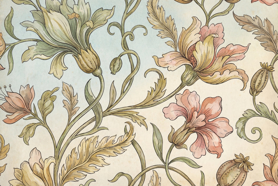 Vintage Wallpaper Floral Pastel Removable Wall Decor pattern artwork