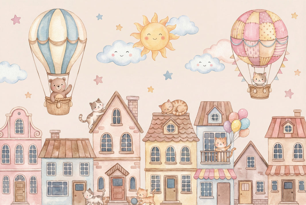 Hot Air Balloon Wallpaper Nursery Sky Kids Wall Mural pattern artwork