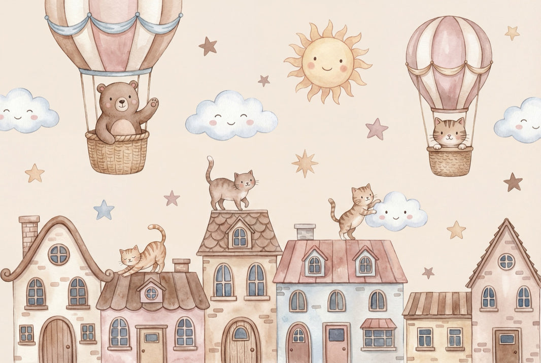 Hot Air Balloon Wallpaper Nursery Removable Kids Room Wall Decor pattern artwork