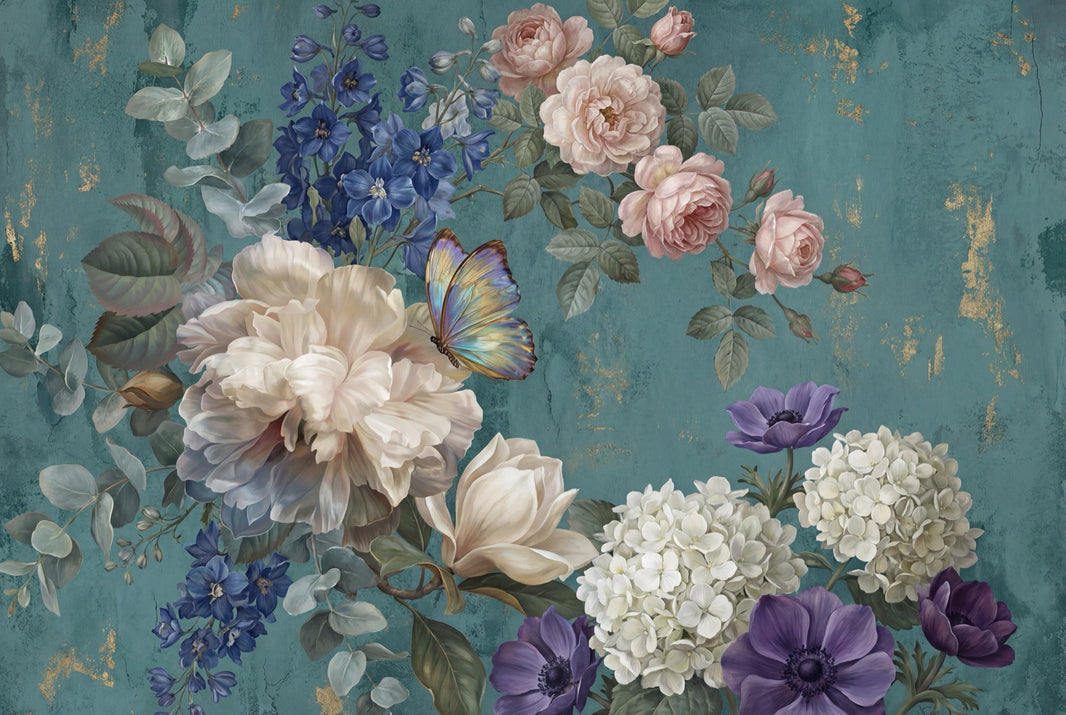 Vintage Floral Wallpaper Botanical Butterfly Removable Wall Decor pattern artwork
