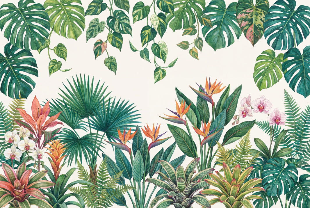 Bird Of Paradise Wallpaper Tropical Botanical Wall Mural pattern artwork