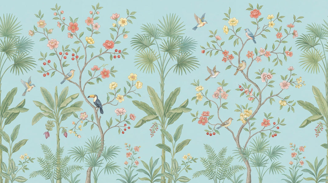 Floral Wallpaper Birds Garden Wall Mural pattern artwork