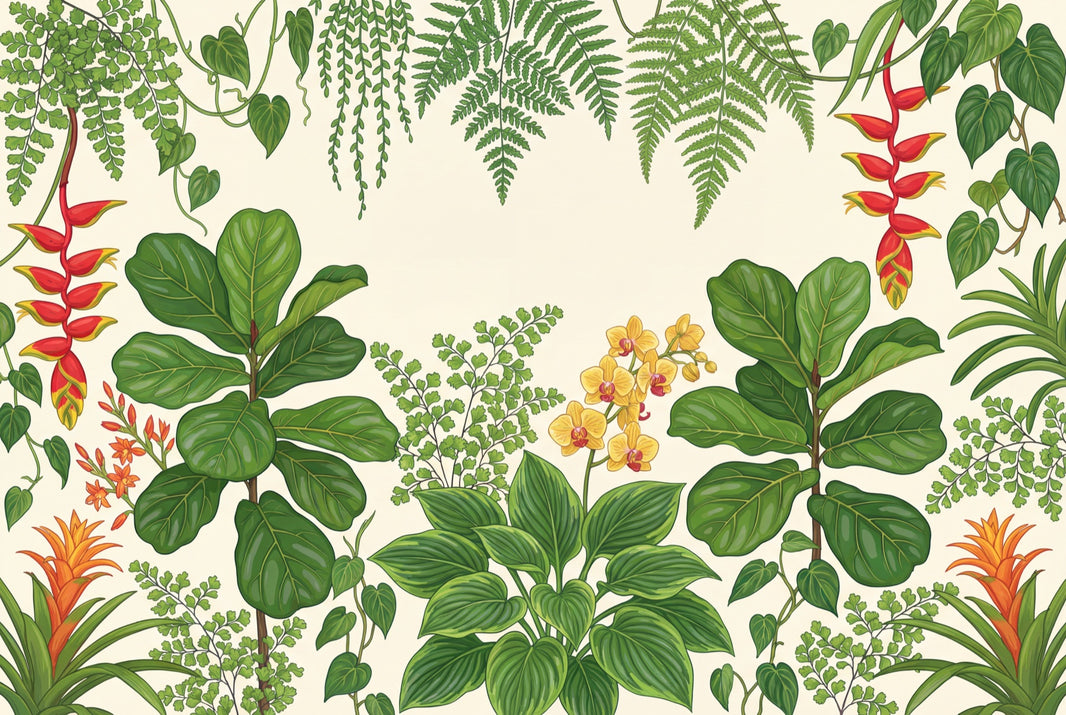 Tropical Botanical Wallpaper Green Foliage Jungle Garden Removable Wall Decor pattern artwork