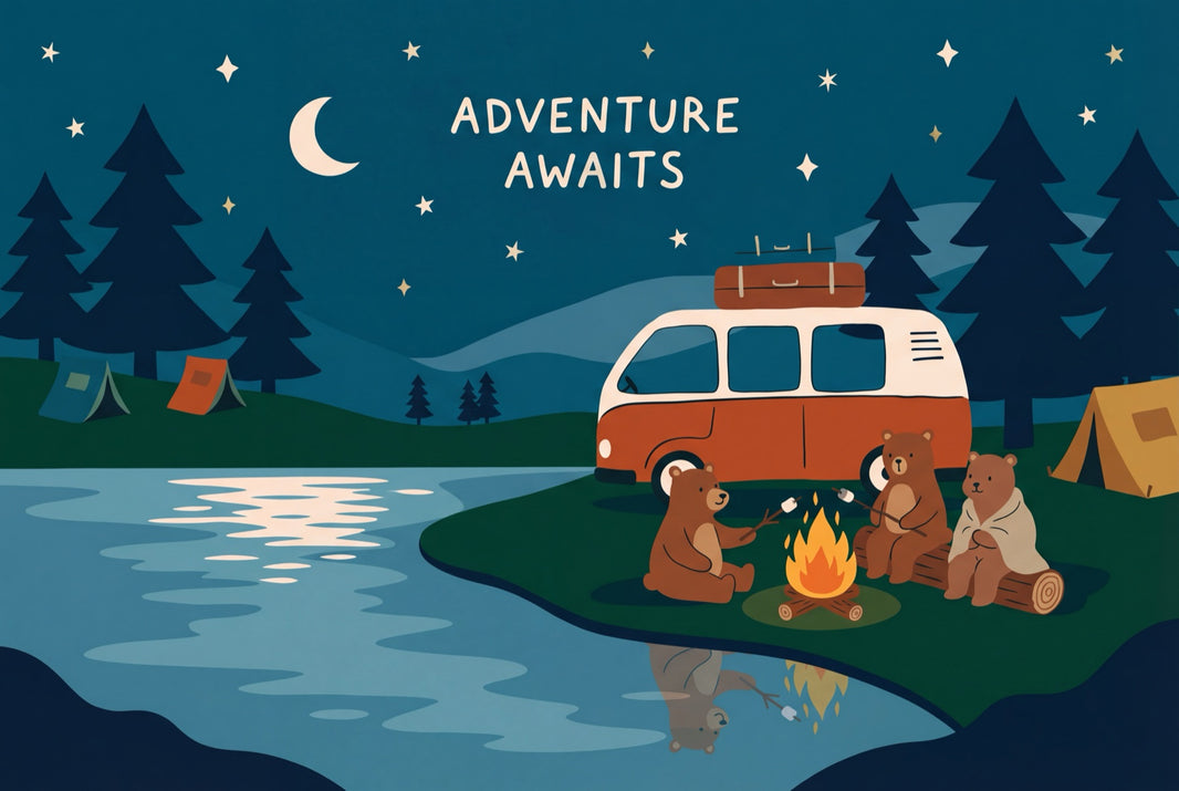 Dark Night Camping Wallpaper Lake Reflection Pine Forest Wall Mural pattern artwork