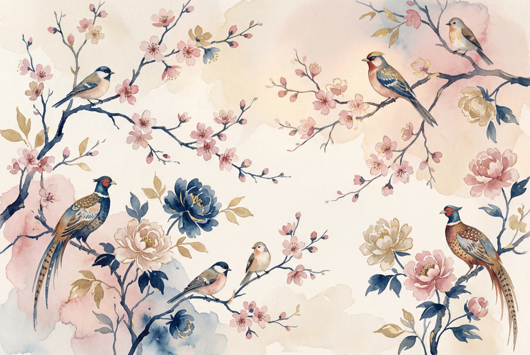 Pink Cherry Wallpaper Cherry Blossom Sakura Removable Wall Decor pattern artwork