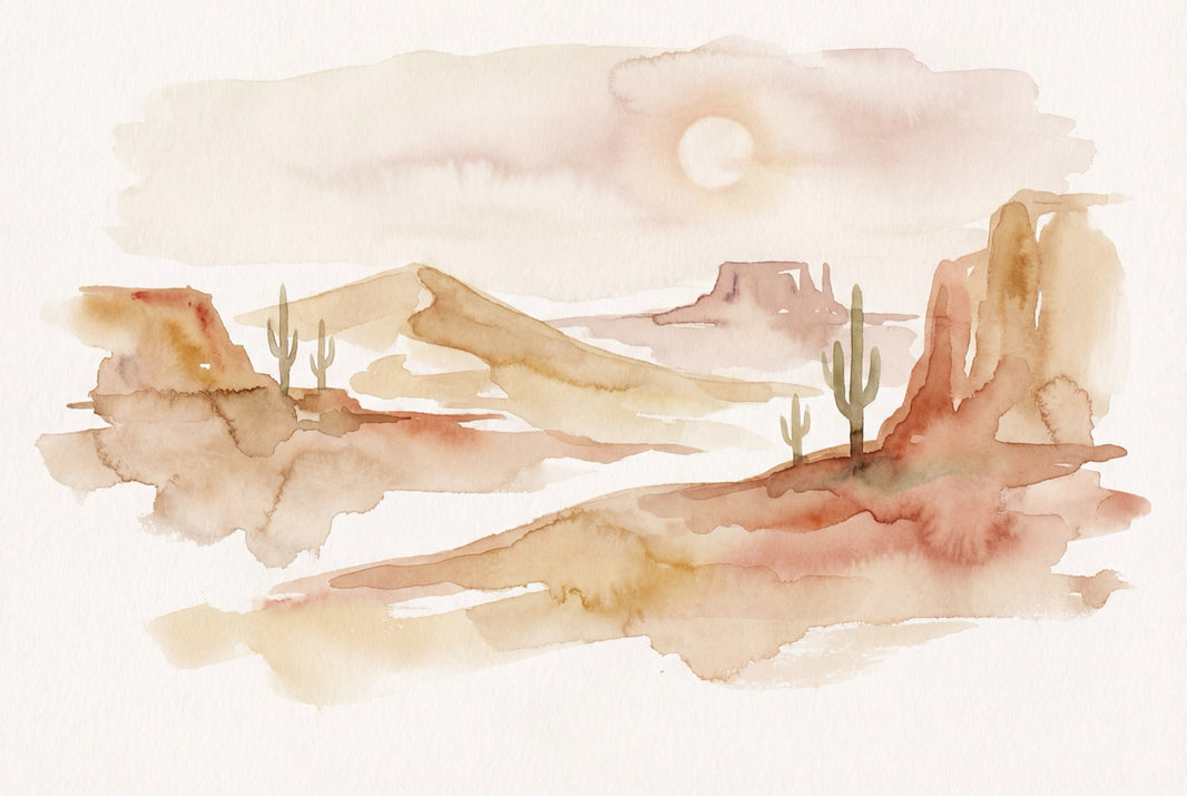 Desert Landscape Wallpaper Watercolor Removable Southwestern Wall Decor pattern artwork