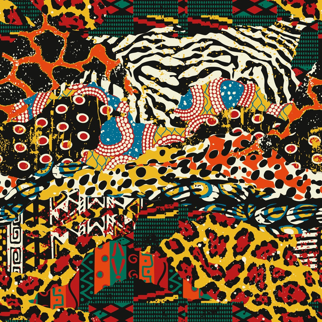 Vibrant Multicolor Bohemian Animal Print Wallpaper pattern artwork