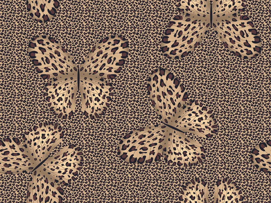 Dark Leopard Print Butterfly Wallpaper pattern artwork