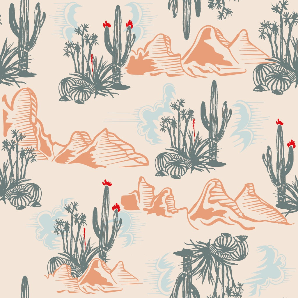 Cream and Terracotta Desert Scene Wallpaper pattern artwork