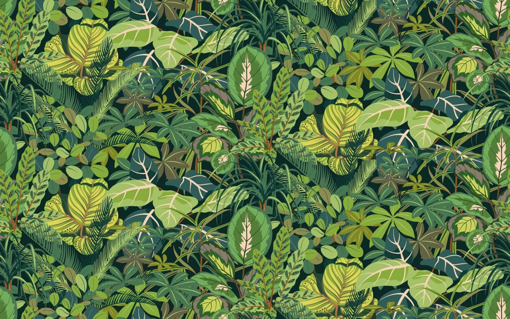 Lush Green Jungle Leaf Botanical Wallpaper pattern artwork