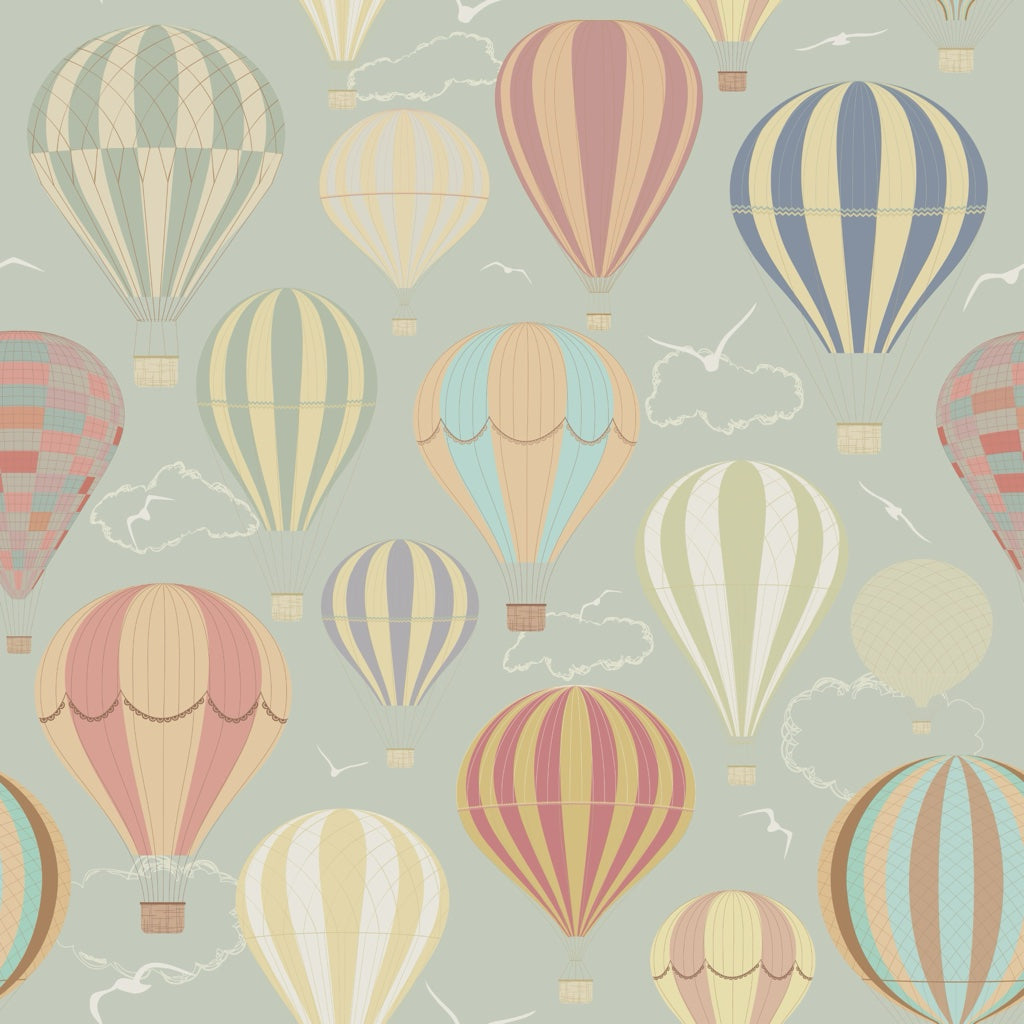 Pastel Blue Hot Air Balloon Patterned Wallpaper pattern artwork