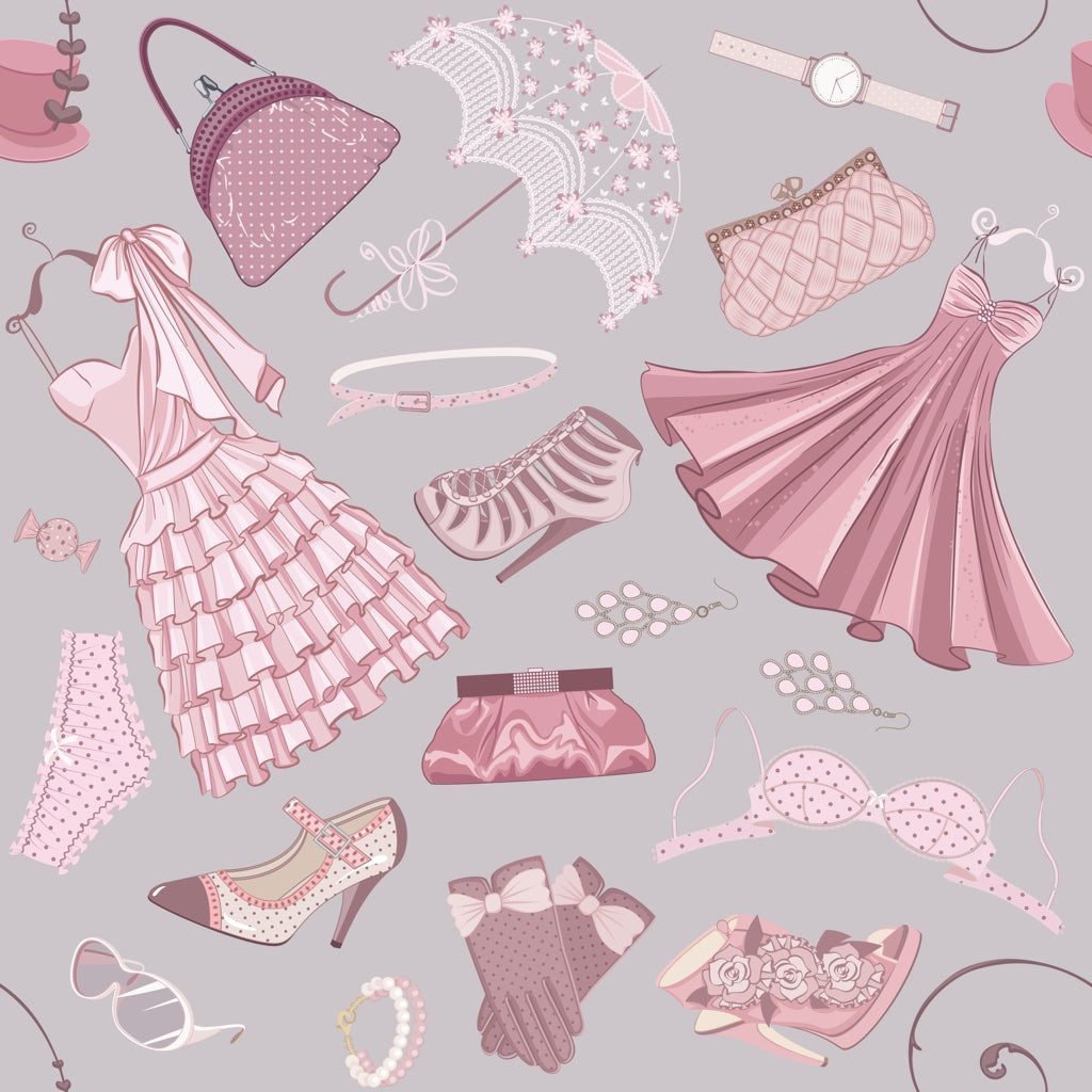 Blush Pink Vintage Fashion Kids Wallpaper pattern artwork