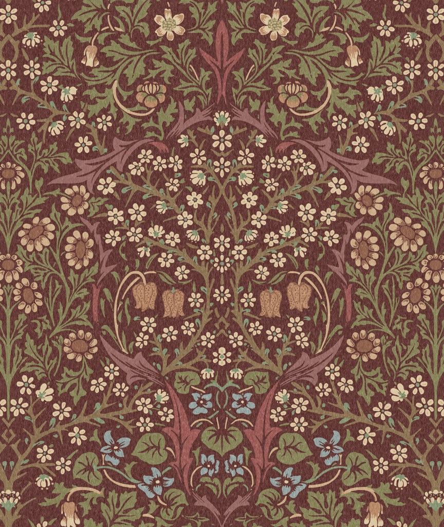 Vintage Floral Wallpaper Burgundy Botanical Pattern Wall Mural pattern artwork