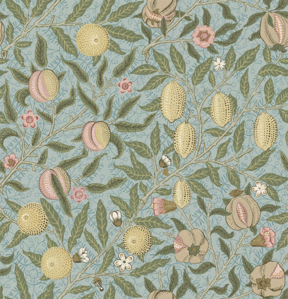 Botanical Fruit Wallpaper Blue Vine Pattern Wall Mural pattern artwork