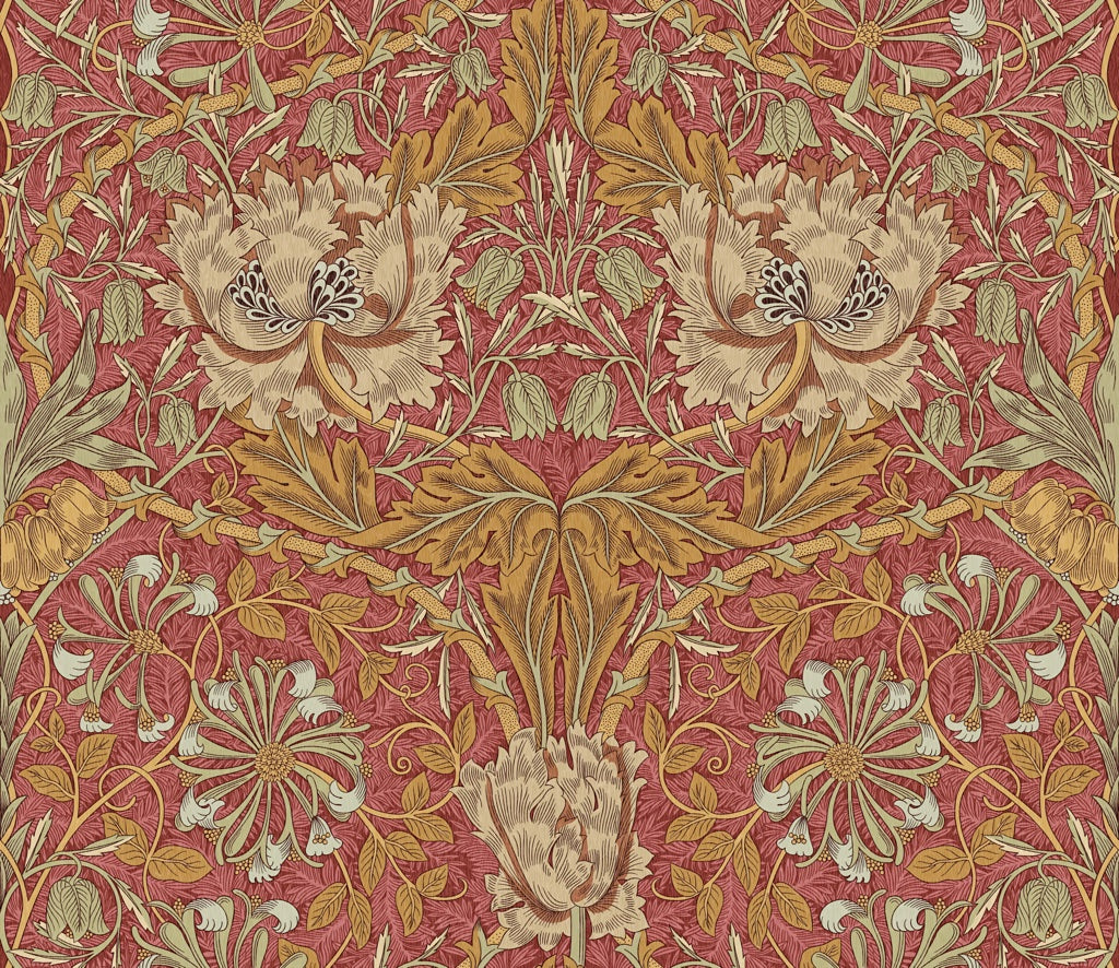 Vintage Floral Wallpaper Red Botanical Vines Wall Mural pattern artwork