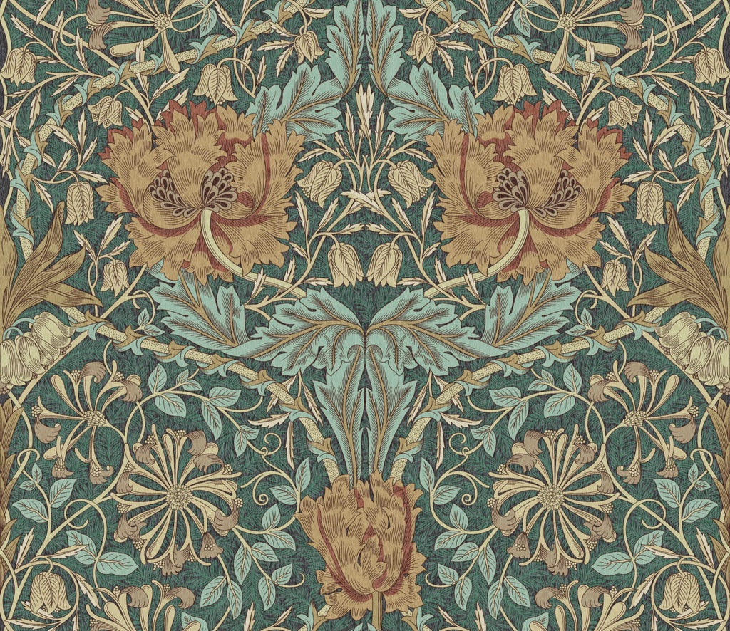 Vintage Floral Wallpaper Teal Botanical Pattern Wall Mural pattern artwork