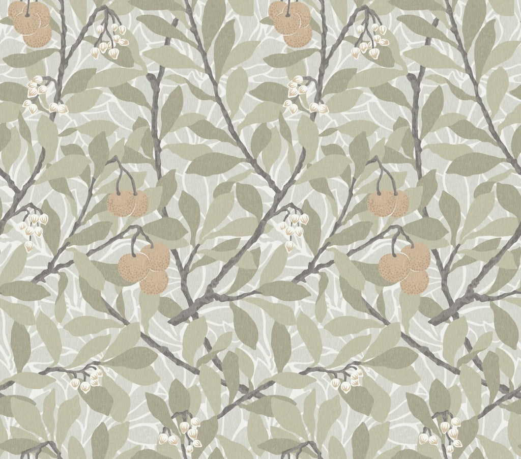 Pear Branch Wallpaper Sage Green Botanical Wall Mural pattern artwork