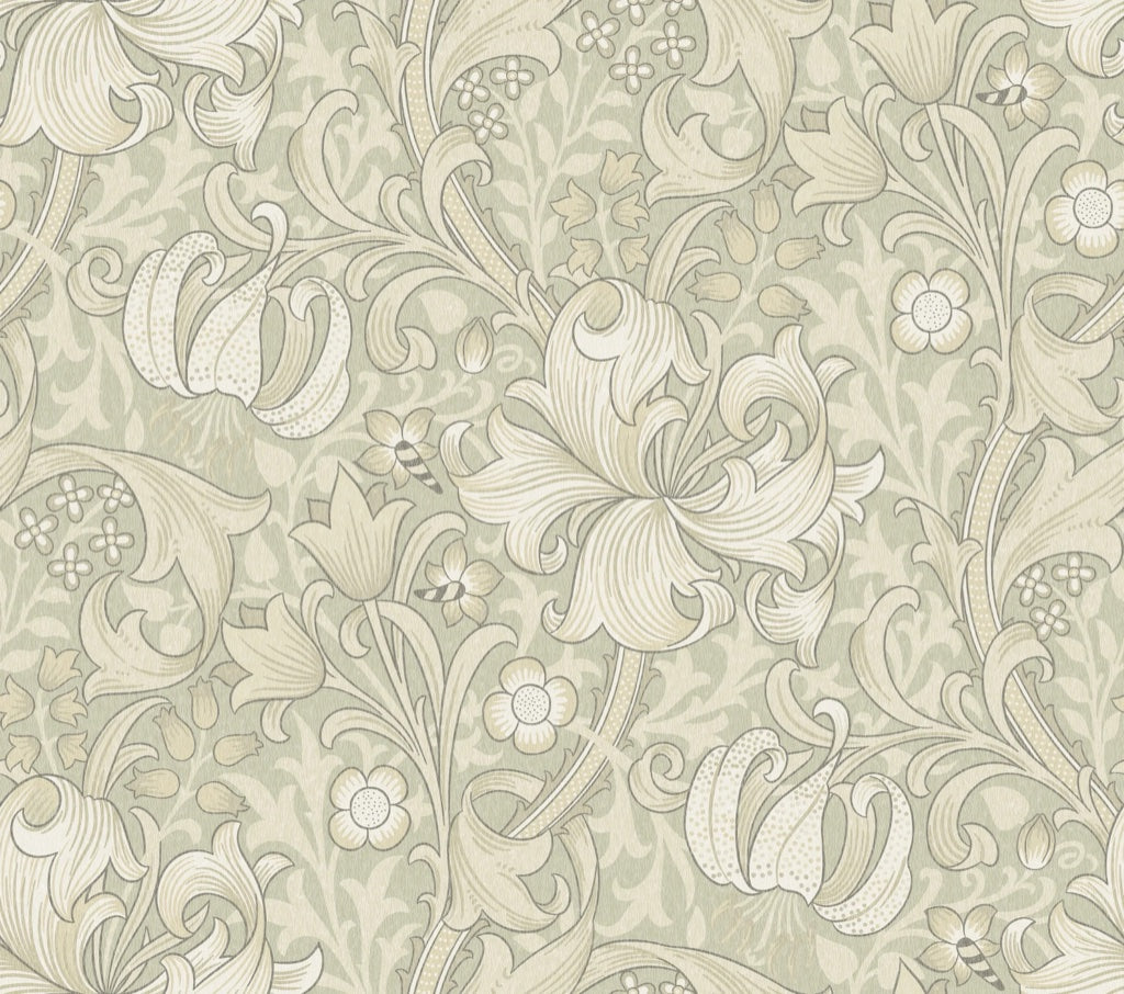 Vintage Floral Wallpaper Sage Botanical Vines Wall Mural pattern artwork