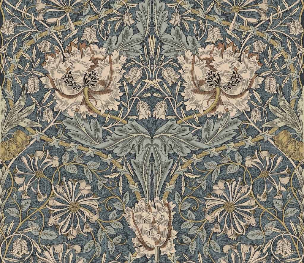 Vintage Floral Wallpaper Blue Botanical Pattern Wall Mural pattern artwork