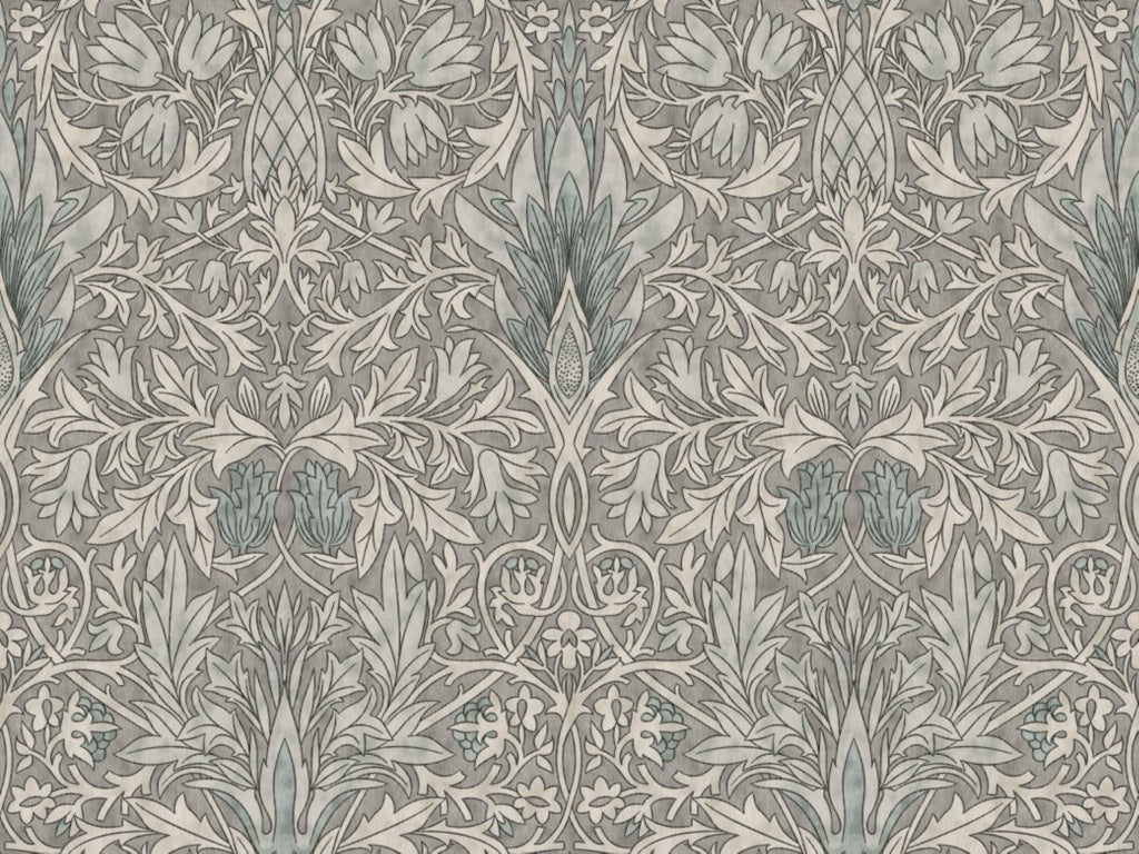 Damask Floral Wallpaper Gray Victorian Pattern Wall Mural pattern artwork