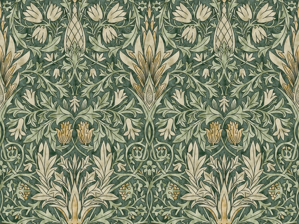 Vintage Floral Wallpaper Green Botanical Pattern Wall Mural pattern artwork