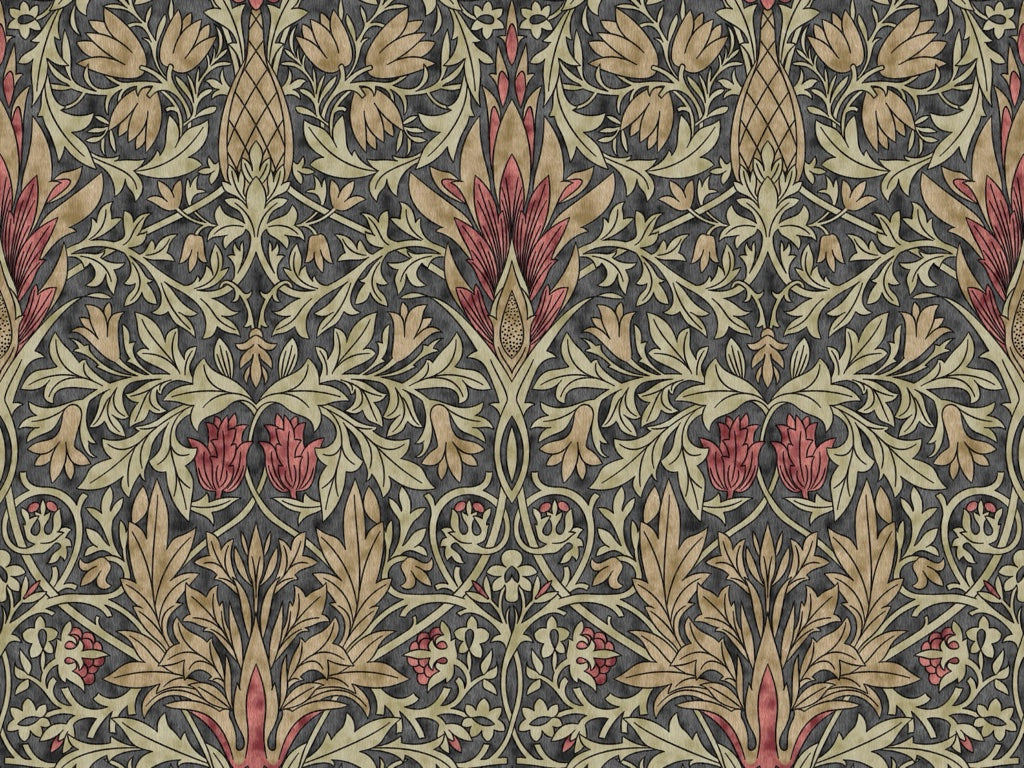 Vintage Floral Wallpaper Dark Green Botanical Pattern Wall Mural pattern artwork