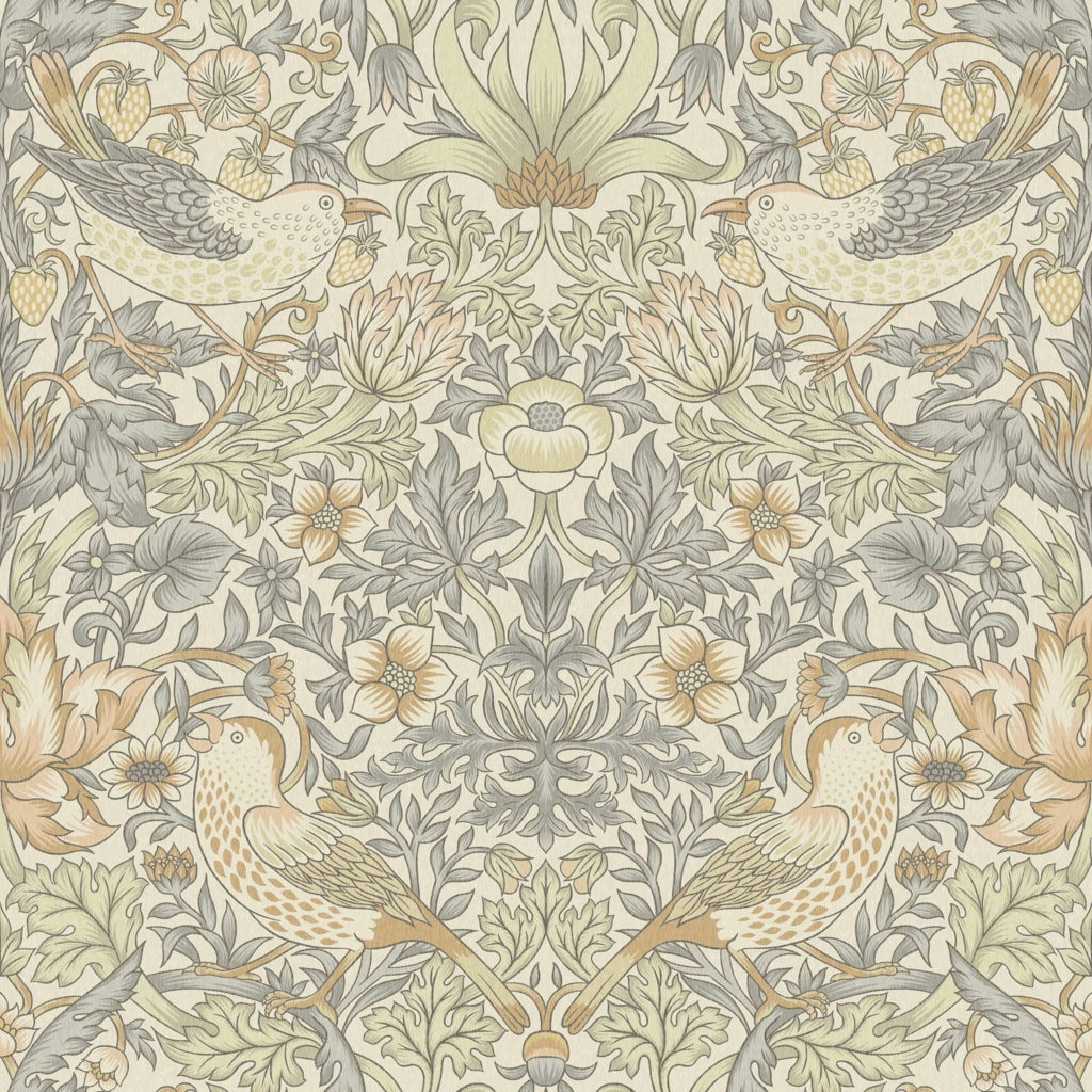 Vintage Bird Wallpaper Sage Botanical Pattern Wall Mural pattern artwork