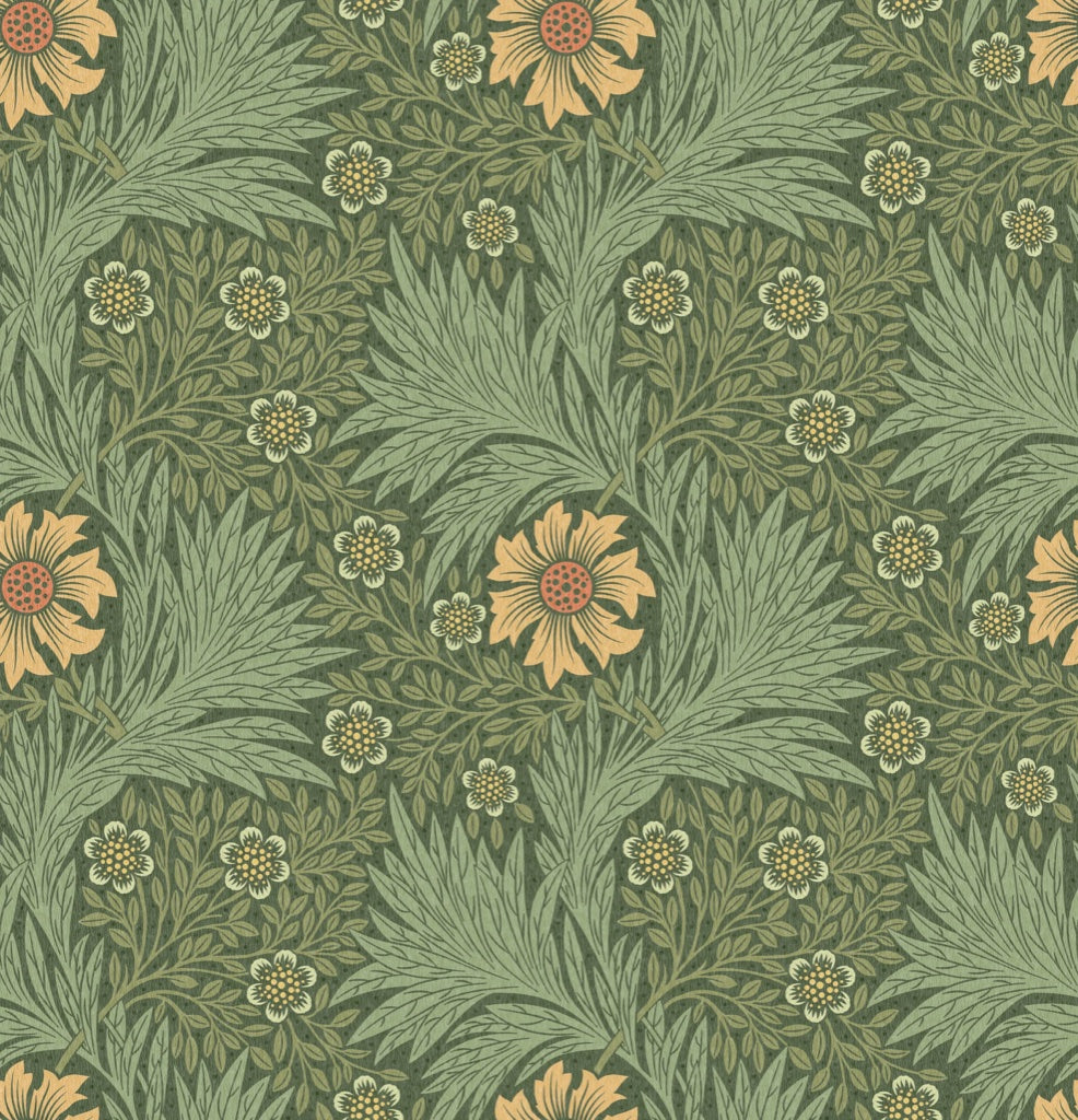 Vintage Floral Wallpaper Dark Green Botanical Pattern Wall Mural pattern artwork