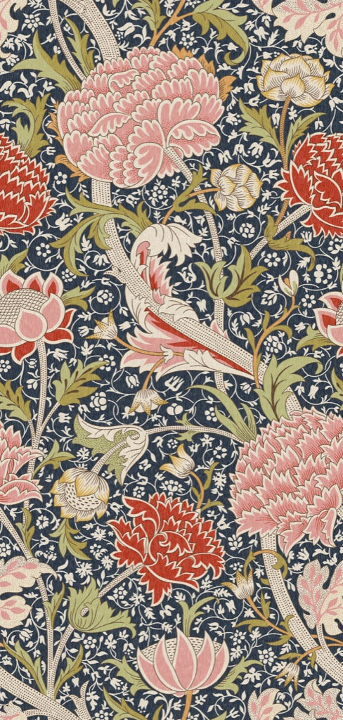 Vintage Floral Wallpaper Dark Blue Botanical Pattern Wall Mural pattern artwork