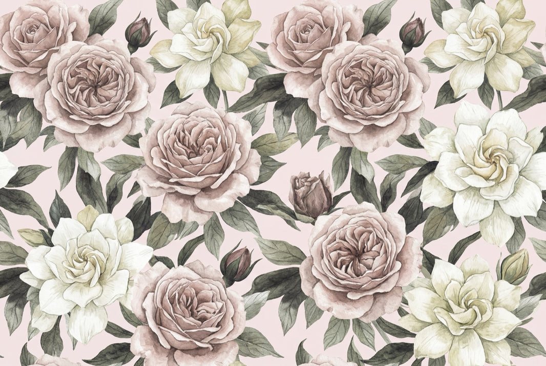 Vintage Wallpaper Pastel Pink Background Romantic Wall Mural pattern artwork