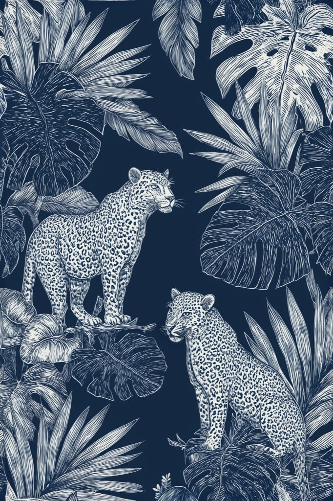Leopards Wallpaper Tropical Jungle Decorative Mural pattern artwork