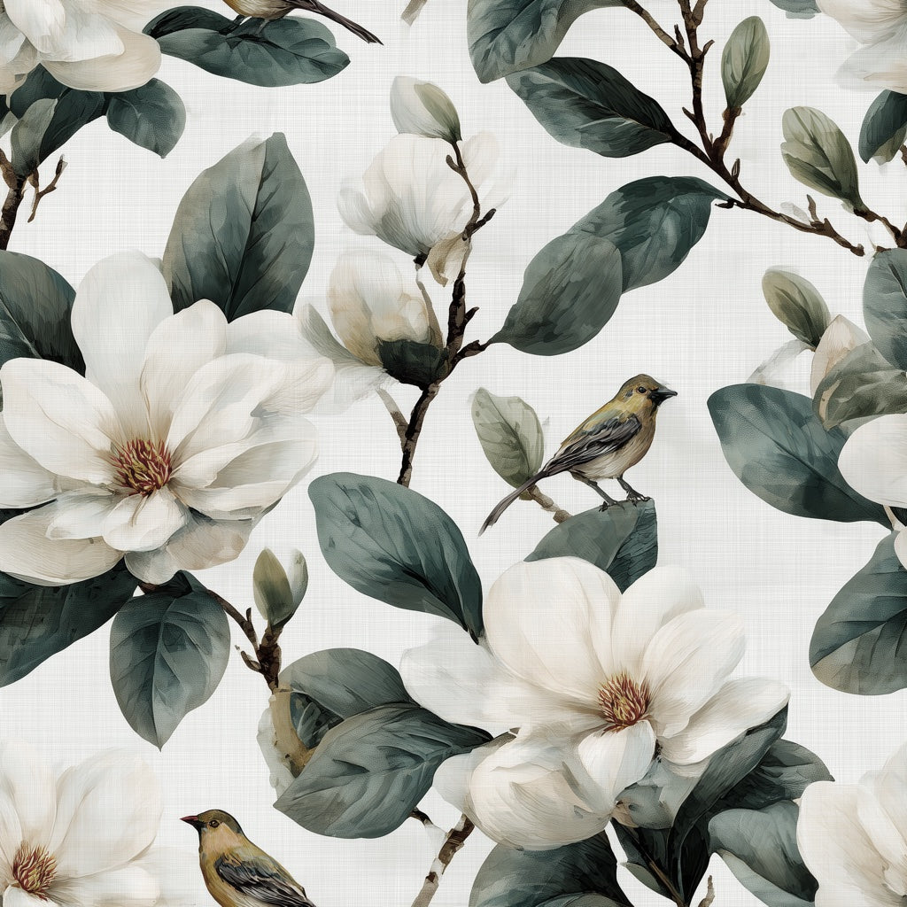 Floral Wallpaper Birds Vintage Decorative Mural pattern artwork
