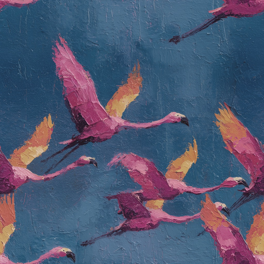 Flamingos Wallpaper Abstract Removable Blue Wall Decor pattern artwork