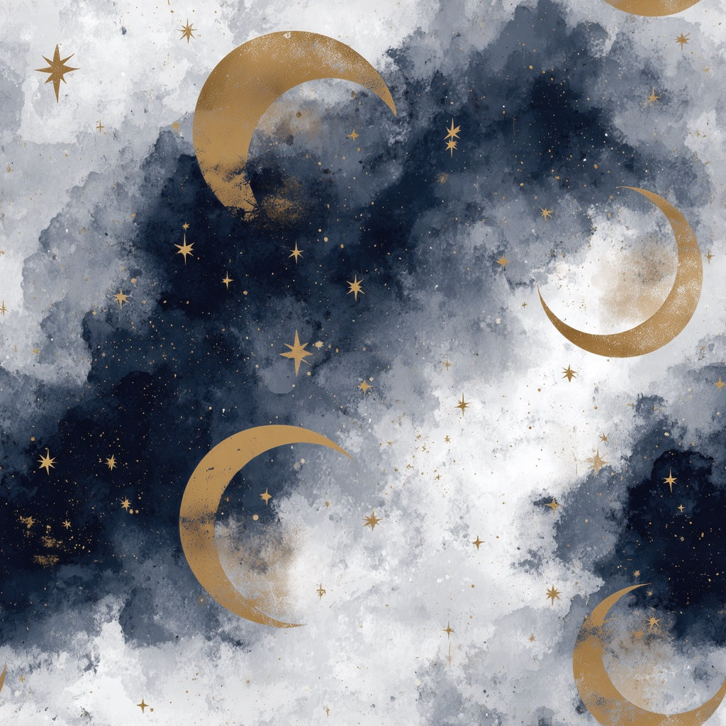 Celestial Wallpaper Moons Stars Removable Wall Decor pattern artwork